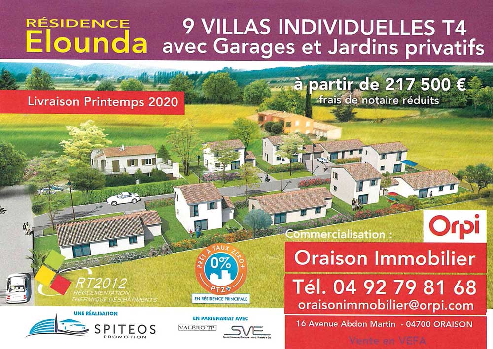 Résidence Elounda construction Spieteos programme immobilier Oraison