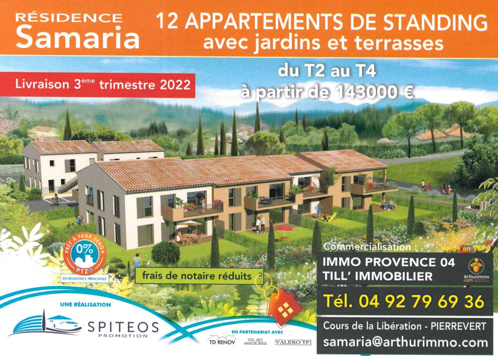 Résidence Samaria construction Spieteos programme immobilier Pierrevert